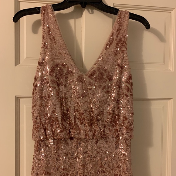 Betsy & Adam Rose Gold Maxi Dress - Picture 2 of 9